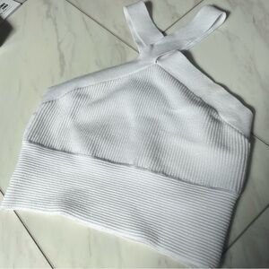 Abercrombie Cropped Halter Top Criss Cross Size Medium White